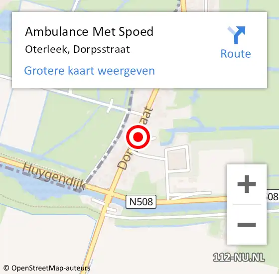 Locatie op kaart van de 112 melding: Ambulance Met Spoed Naar Oterleek, Dorpsstraat op 27 januari 2016 17:35