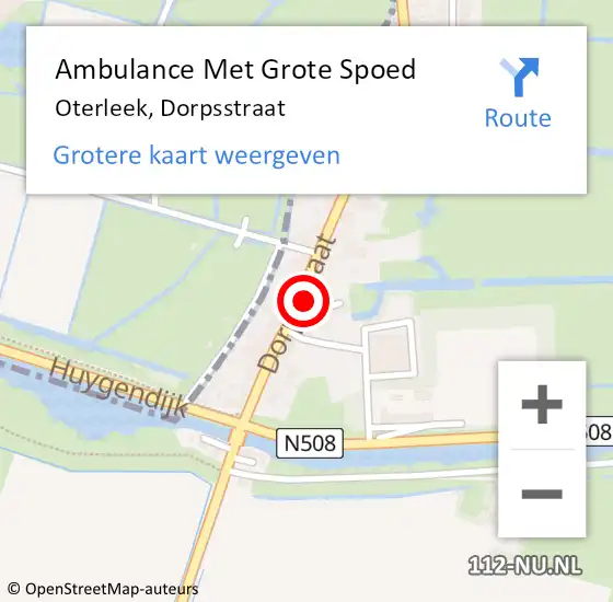 Locatie op kaart van de 112 melding: Ambulance Met Grote Spoed Naar Oterleek, Dorpsstraat op 27 januari 2016 17:38