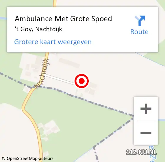 Locatie op kaart van de 112 melding: Ambulance Met Grote Spoed Naar 't Goy, Nachtdijk op 4 december 2013 15:25