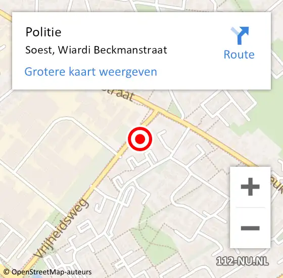 Locatie op kaart van de 112 melding: Politie Soest, Wiardi Beckmanstraat op 27 januari 2016 19:20