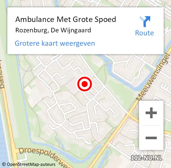 Locatie op kaart van de 112 melding: Ambulance Met Grote Spoed Naar Rozenburg, De Wijngaard op 27 januari 2016 19:38