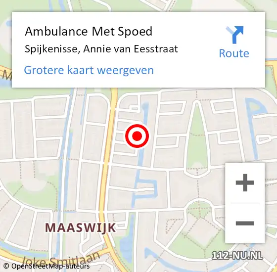 Locatie op kaart van de 112 melding: Ambulance Met Spoed Naar Spijkenisse, Annie van Eesstraat op 27 januari 2016 19:39