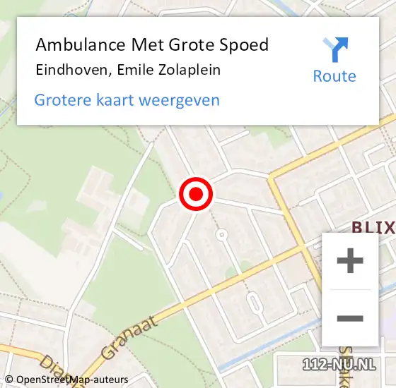 Locatie op kaart van de 112 melding: Ambulance Met Grote Spoed Naar Eindhoven, Emile Zolaplein op 27 januari 2016 20:01