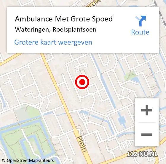 Locatie op kaart van de 112 melding: Ambulance Met Grote Spoed Naar Wateringen, Roelsplantsoen op 27 januari 2016 20:06