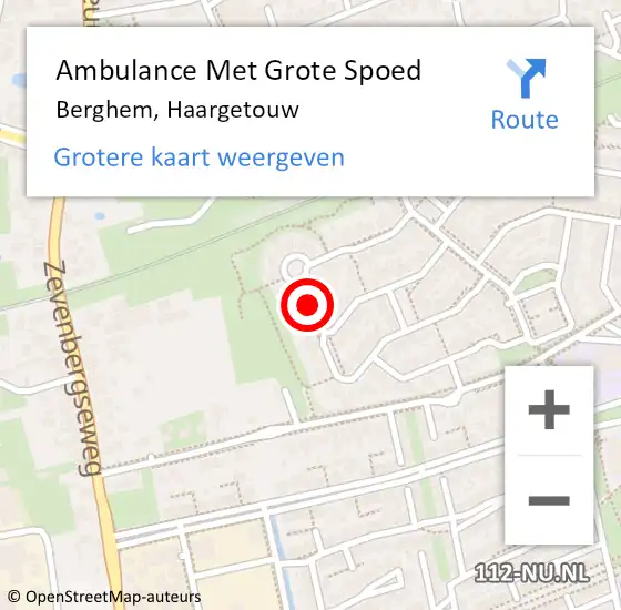 Locatie op kaart van de 112 melding: Ambulance Met Grote Spoed Naar Berghem, Haargetouw op 27 januari 2016 20:15