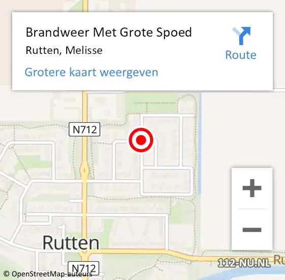 Locatie op kaart van de 112 melding: Brandweer Met Grote Spoed Naar Rutten, Melisse op 27 januari 2016 21:19