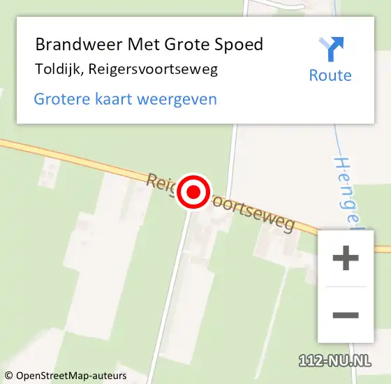 Locatie op kaart van de 112 melding: Brandweer Met Grote Spoed Naar Toldijk, Reigersvoortseweg op 27 januari 2016 21:22