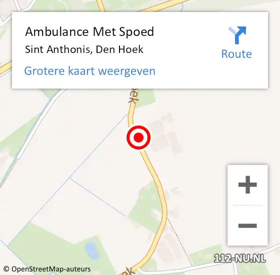 Locatie op kaart van de 112 melding: Ambulance Met Spoed Naar Sint Anthonis, Den Hoek op 27 januari 2016 21:40