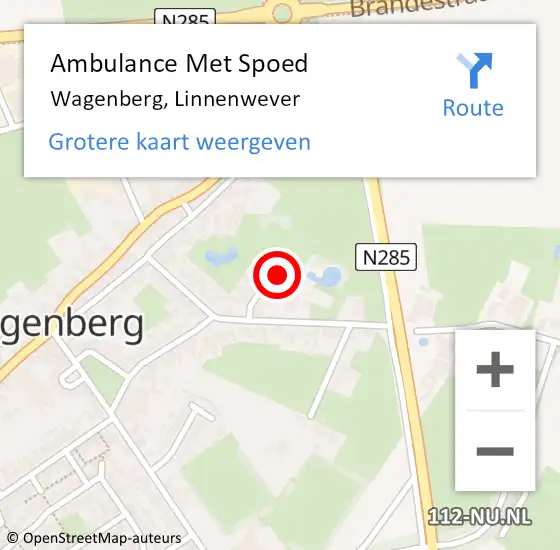 Locatie op kaart van de 112 melding: Ambulance Met Spoed Naar Wagenberg, Linnenwever op 27 januari 2016 23:20