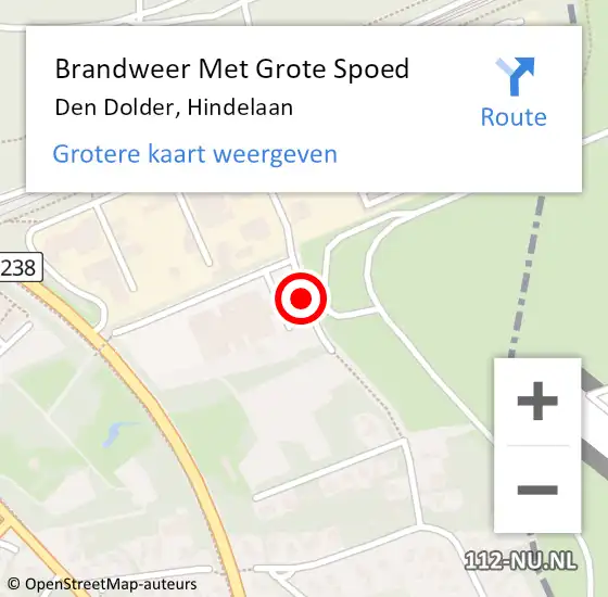 Locatie op kaart van de 112 melding: Brandweer Met Grote Spoed Naar Den Dolder, Hindelaan op 28 januari 2016 00:18