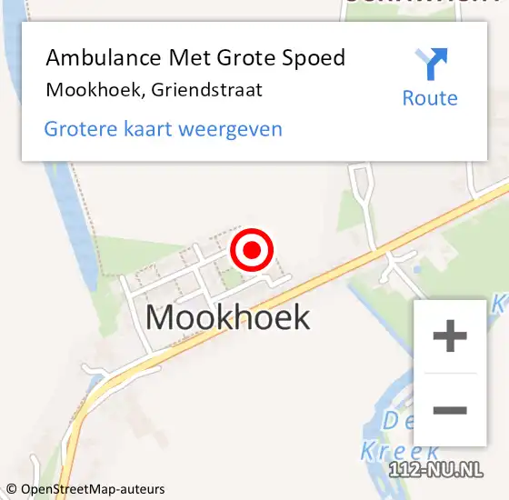 Locatie op kaart van de 112 melding: Ambulance Met Grote Spoed Naar Mookhoek, Griendstraat op 28 januari 2016 04:06