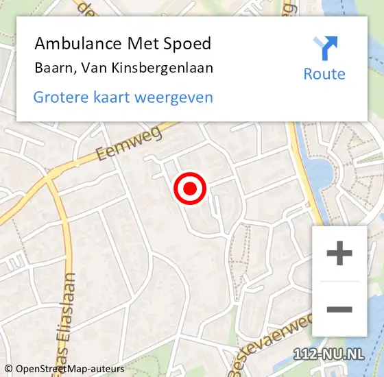 Locatie op kaart van de 112 melding: Ambulance Met Spoed Naar Baarn, Van Kinsbergenlaan op 28 januari 2016 04:13