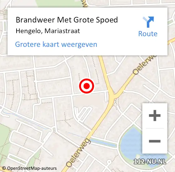 Locatie op kaart van de 112 melding: Brandweer Met Grote Spoed Naar Hengelo, Mariastraat op 28 januari 2016 07:15