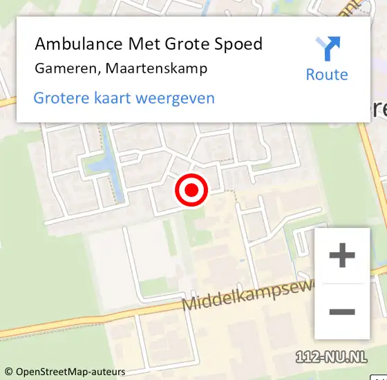 Locatie op kaart van de 112 melding: Ambulance Met Grote Spoed Naar Gameren, Maartenskamp op 28 januari 2016 07:48