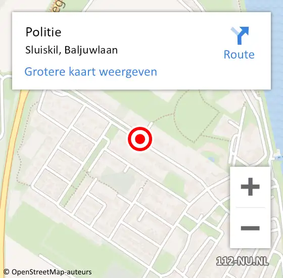 Locatie op kaart van de 112 melding: Politie Sluiskil, Baljuwlaan op 28 januari 2016 07:51