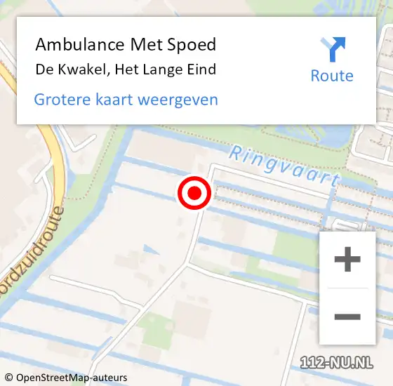 Locatie op kaart van de 112 melding: Ambulance Met Spoed Naar De Kwakel, Het Lange Eind op 28 januari 2016 07:54