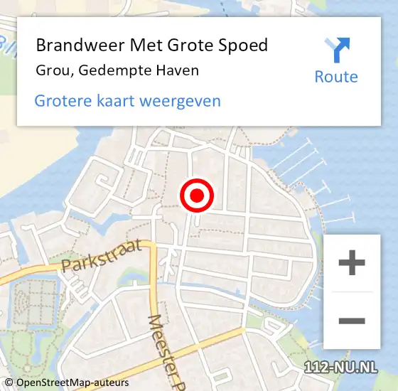 Locatie op kaart van de 112 melding: Brandweer Met Grote Spoed Naar Grou, Gedempte Haven op 28 januari 2016 08:36