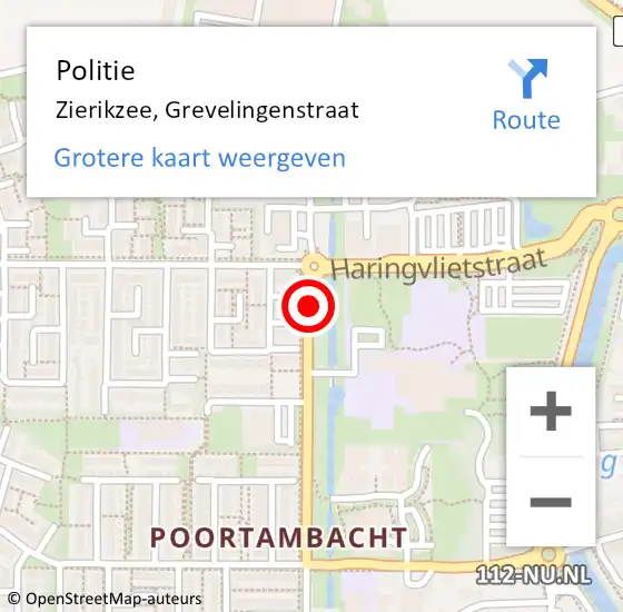 Locatie op kaart van de 112 melding: Politie Zierikzee, Grevelingenstraat op 28 januari 2016 08:47