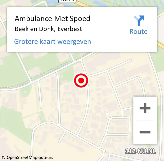 Locatie op kaart van de 112 melding: Ambulance Met Spoed Naar Beek en Donk, Everbest op 28 januari 2016 09:00