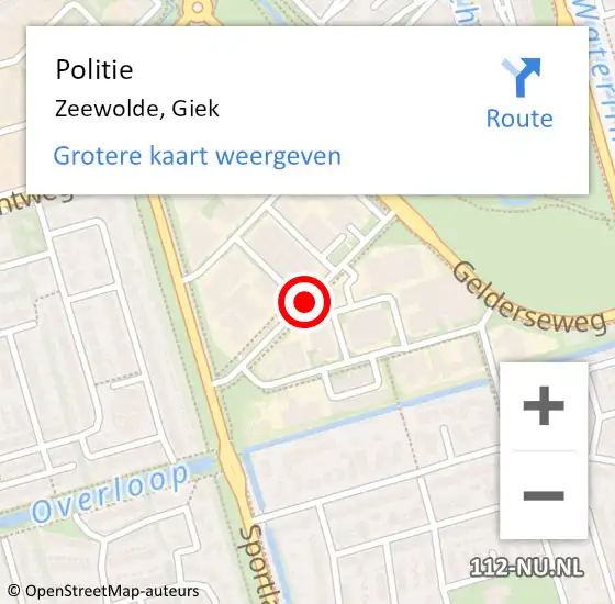 Locatie op kaart van de 112 melding: Politie Zeewolde, Giek op 28 januari 2016 09:24