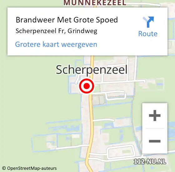 Locatie op kaart van de 112 melding: Brandweer Met Grote Spoed Naar Scherpenzeel Fr, Grindweg op 28 januari 2016 09:38