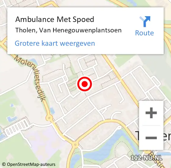 Locatie op kaart van de 112 melding: Ambulance Met Spoed Naar Tholen, Van Henegouwenplantsoen op 28 januari 2016 09:59