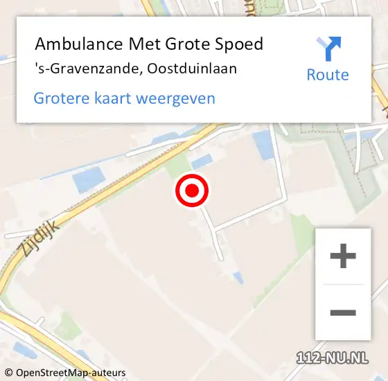 Locatie op kaart van de 112 melding: Ambulance Met Grote Spoed Naar 's-Gravenzande, Oostduinlaan op 28 januari 2016 10:33