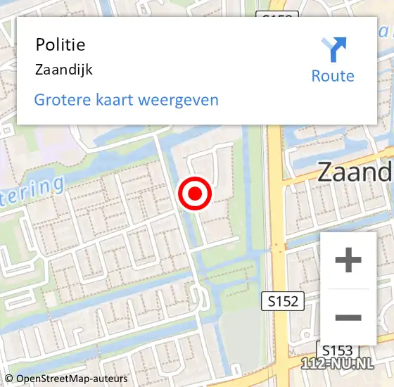 Locatie op kaart van de 112 melding: Politie Zaandijk op 28 januari 2016 10:56