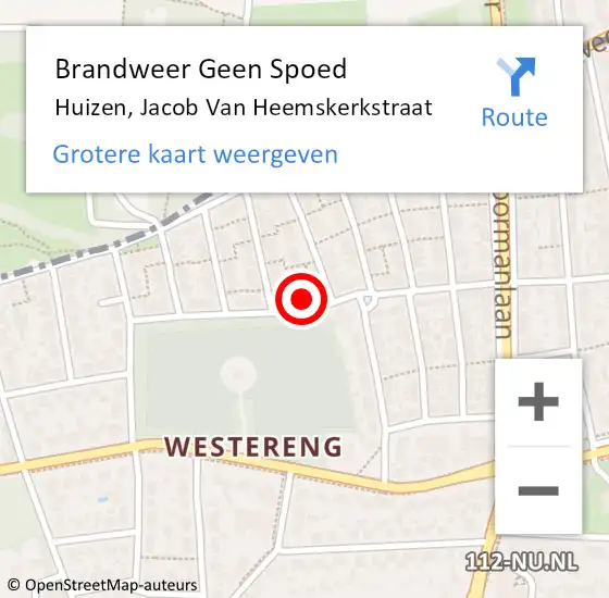 Locatie op kaart van de 112 melding: Brandweer Geen Spoed Naar Huizen, Jacob Van Heemskerkstraat op 14 september 2013 21:41