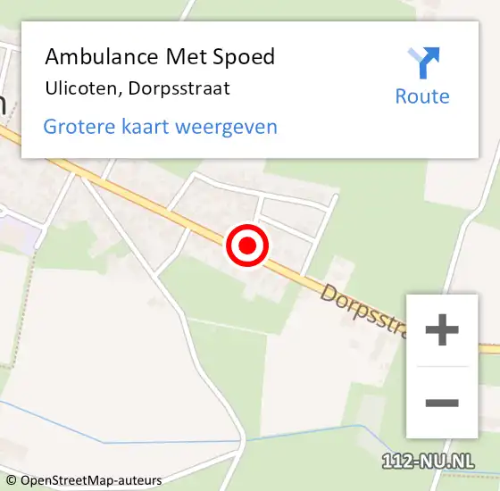 Locatie op kaart van de 112 melding: Ambulance Met Spoed Naar Ulicoten, Dorpsstraat op 28 januari 2016 12:01