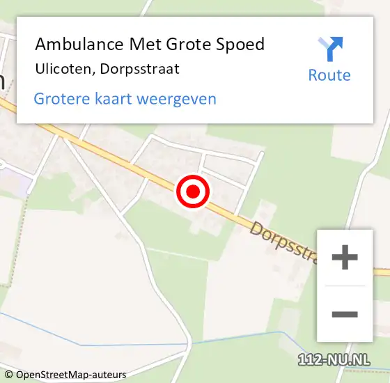 Locatie op kaart van de 112 melding: Ambulance Met Grote Spoed Naar Ulicoten, Dorpsstraat op 28 januari 2016 12:02