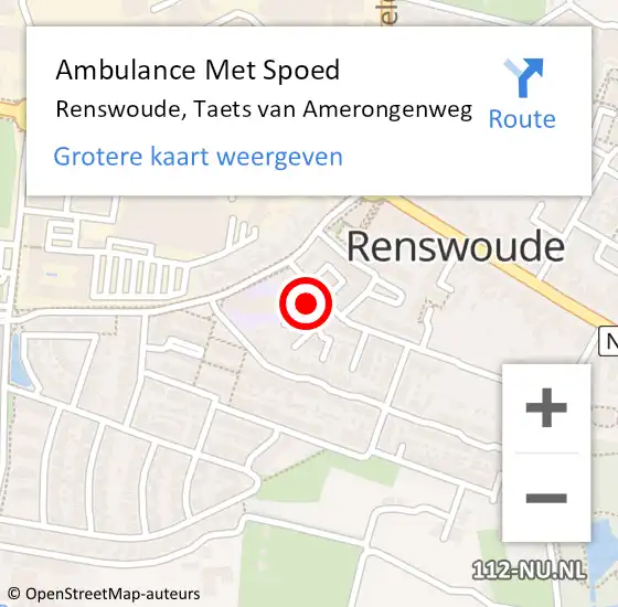 Locatie op kaart van de 112 melding: Ambulance Met Spoed Naar Renswoude, Taets van Amerongenweg op 4 december 2013 16:33