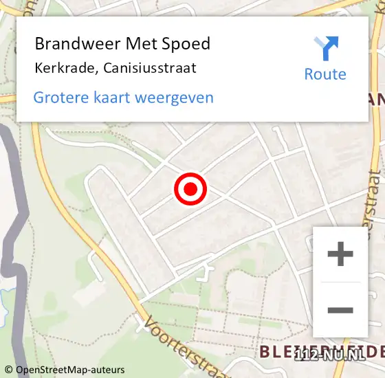 Locatie op kaart van de 112 melding: Brandweer Met Spoed Naar Kerkrade, Canisiusstraat op 28 januari 2016 14:51