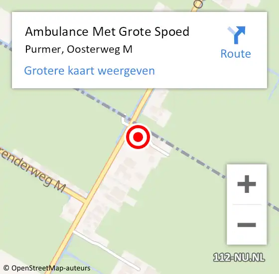 Locatie op kaart van de 112 melding: Ambulance Met Grote Spoed Naar Purmer, Oosterweg M op 4 december 2013 16:52