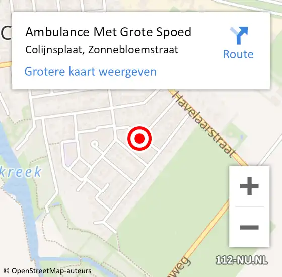 Locatie op kaart van de 112 melding: Ambulance Met Grote Spoed Naar Colijnsplaat, Zonnebloemstraat op 28 januari 2016 16:36