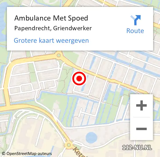 Locatie op kaart van de 112 melding: Ambulance Met Spoed Naar Papendrecht, Griendwerker op 28 januari 2016 16:51