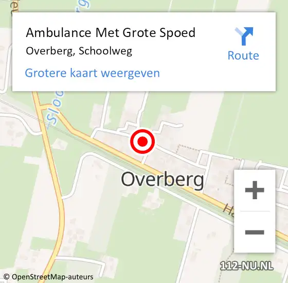 Locatie op kaart van de 112 melding: Ambulance Met Grote Spoed Naar Overberg, Schoolweg op 28 januari 2016 17:04