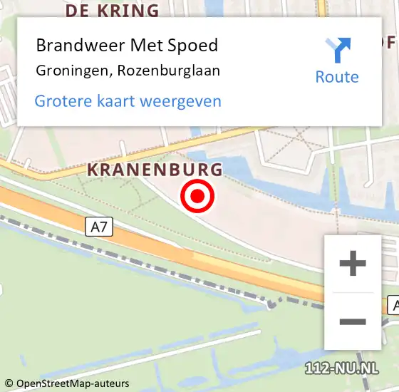 Locatie op kaart van de 112 melding: Brandweer Met Spoed Naar Groningen, Rozenburglaan op 28 januari 2016 17:32