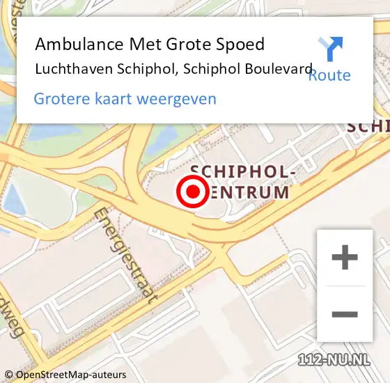 Locatie op kaart van de 112 melding: Ambulance Met Grote Spoed Naar Luchthaven Schiphol, Schiphol Boulevard op 28 januari 2016 17:49