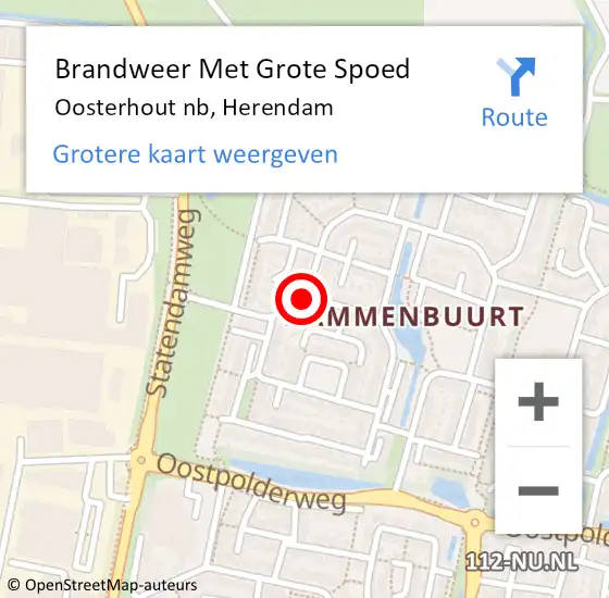 Locatie op kaart van de 112 melding: Brandweer Met Grote Spoed Naar Oosterhout nb, Herendam op 28 januari 2016 18:26