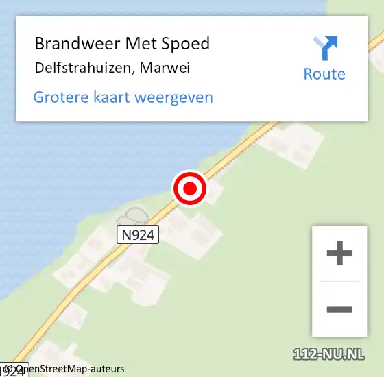 Locatie op kaart van de 112 melding: Brandweer Met Spoed Naar Delfstrahuizen, Marwei op 4 december 2013 17:08