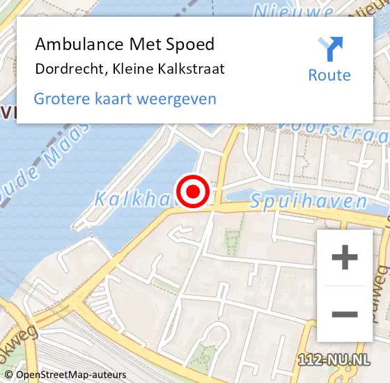 Locatie op kaart van de 112 melding: Ambulance Met Spoed Naar Dordrecht, Kleine Kalkstraat op 28 januari 2016 19:42