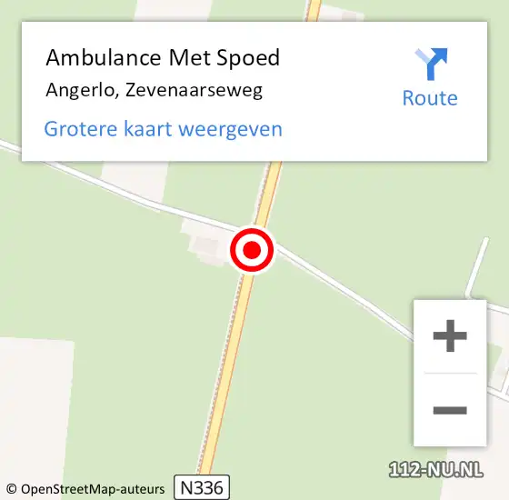 Locatie op kaart van de 112 melding: Ambulance Met Spoed Naar Angerlo, Zevenaarseweg op 28 januari 2016 20:54