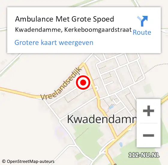 Locatie op kaart van de 112 melding: Ambulance Met Grote Spoed Naar Kwadendamme, Kerkeboomgaardstraat op 28 januari 2016 21:09