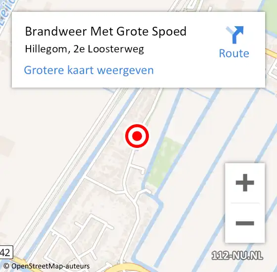 Locatie op kaart van de 112 melding: Brandweer Met Grote Spoed Naar Hillegom, 2e Loosterweg op 28 januari 2016 21:49