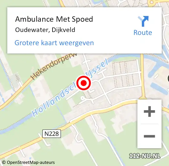 Locatie op kaart van de 112 melding: Ambulance Met Spoed Naar Oudewater, Dijkveld op 4 december 2013 17:18