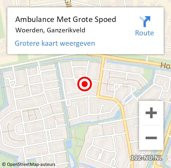 Locatie op kaart van de 112 melding: Ambulance Met Grote Spoed Naar Woerden, Ganzerikveld op 28 januari 2016 23:31