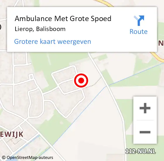 Locatie op kaart van de 112 melding: Ambulance Met Grote Spoed Naar Lierop, Balisboom op 28 januari 2016 23:47