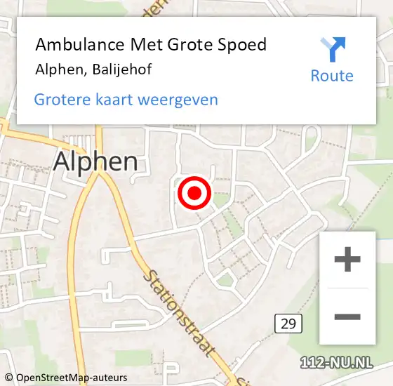 Locatie op kaart van de 112 melding: Ambulance Met Grote Spoed Naar Alphen, Balijehof op 29 januari 2016 00:04