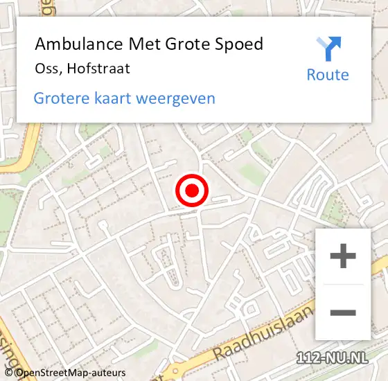 Locatie op kaart van de 112 melding: Ambulance Met Grote Spoed Naar Oss, Hofstraat op 29 januari 2016 01:26